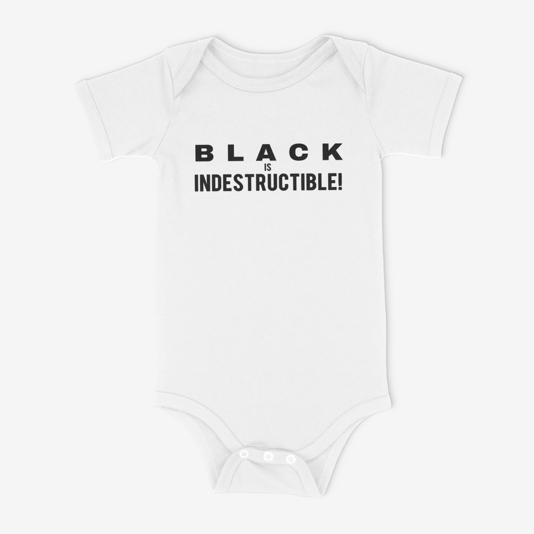 BLACK IS INDESTRUCTIBLE! Baby Onesie (origin design)